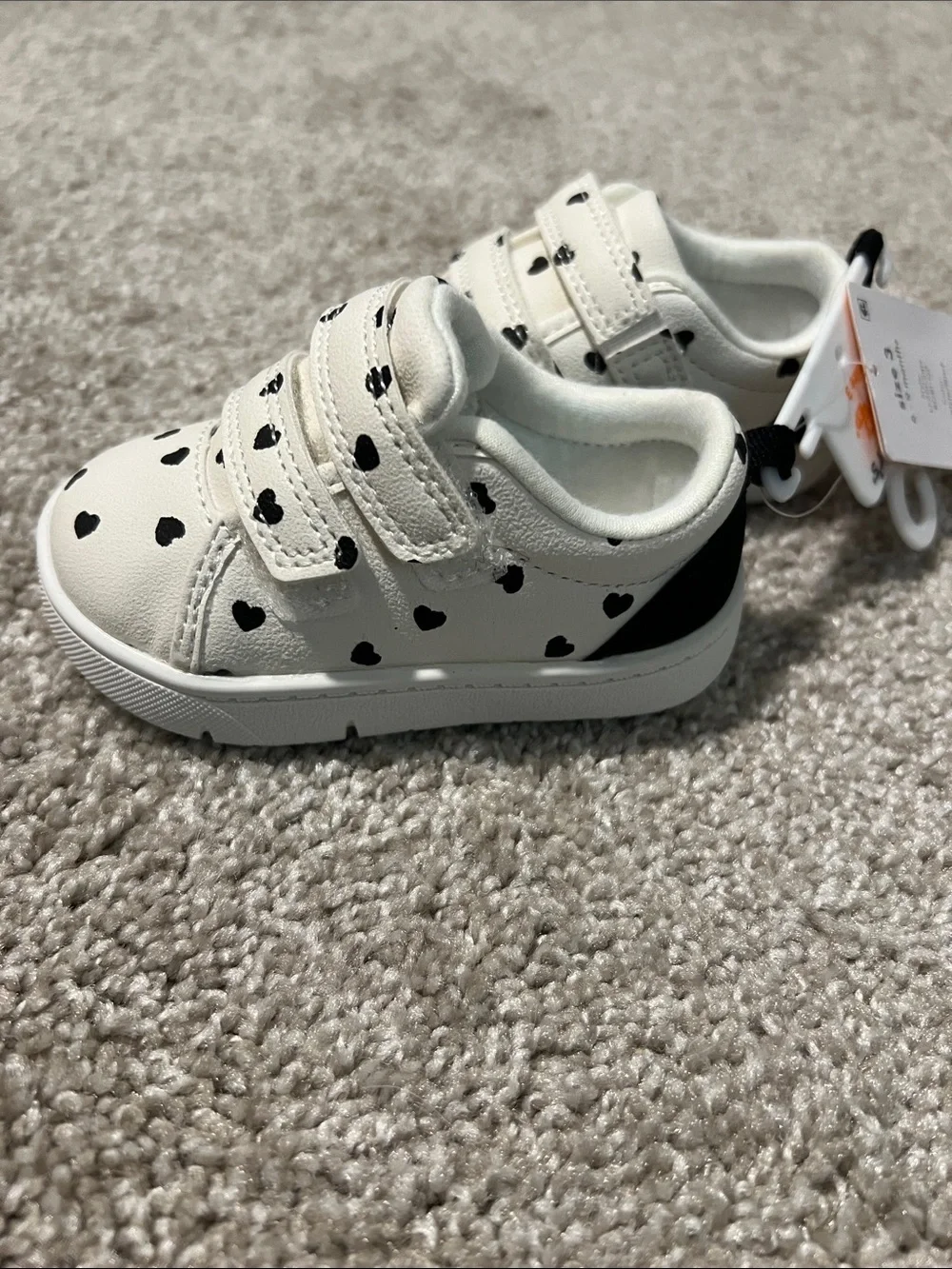 Carter's White Sneakers with Black Heart Print